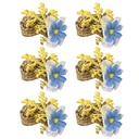 AROS DE SERVILLETA YUTE FLOR CELESTE SET X6