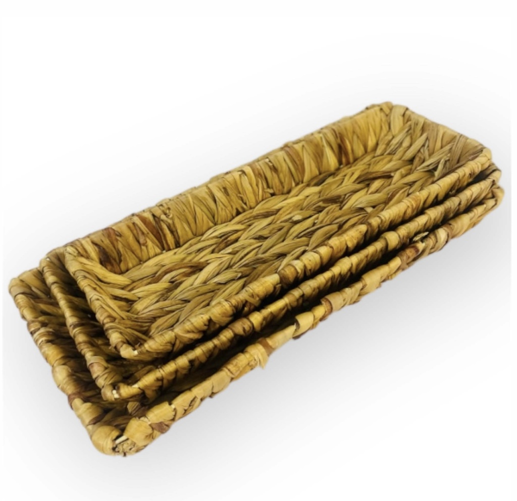 SET DE 3 CANASTAS DE YUTE RECTANGULAR P:38X5X15CM, M:41X5X18CM, G:44X5X22CM