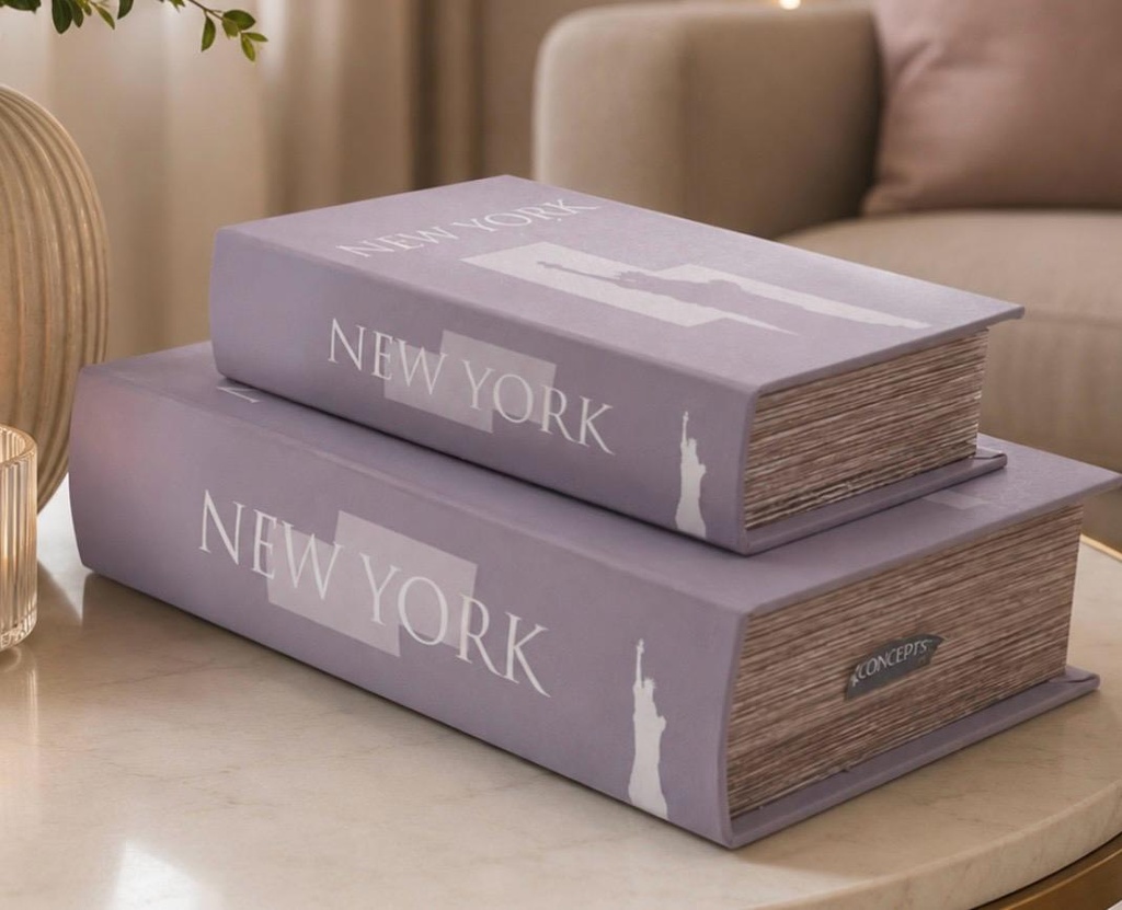 SET DE 2 CAJAS LIBRO LILA 27X18X7CM / 21X13X5CM