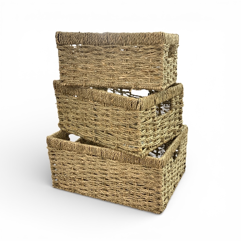 SET DE 3 CANASTAS P:30X14X18CM, M:34X16X22CM, G:39X18X26CM