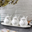 SET DE CONDIMENTEROS PORCELANA 10PZS. 36X12X10CM