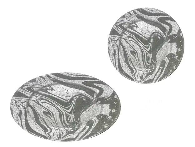 TAZON VIDRIO DISEÑO MARMOL DUNA PLATEADO 25.5CM  2600-1D76-94-001-17448 