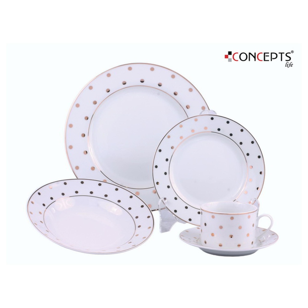 VAJILLA PUNTOS 30 PZAS 6 PUESTOS