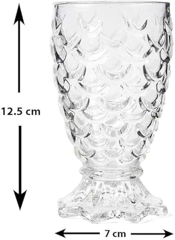 VASOS DE CRISTAL CON RELIEVE DE PIÑA X 6 UNIDADES 12.5X7CM