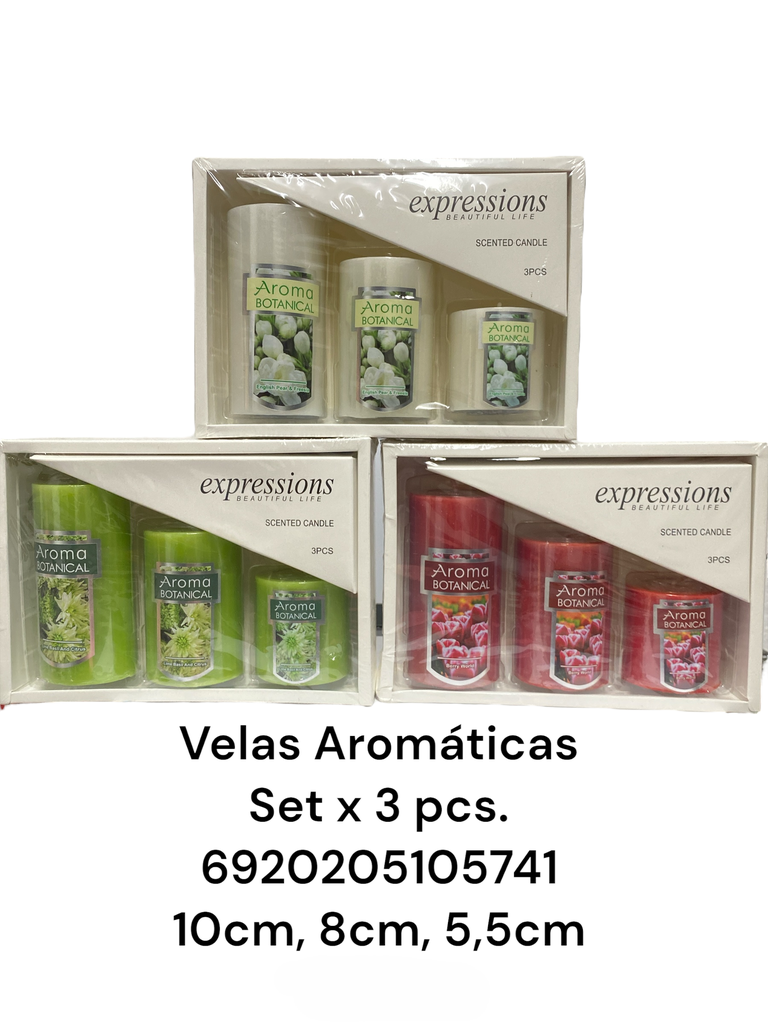 VELA AROMATICA SETX3 10, 8, 5.5CM