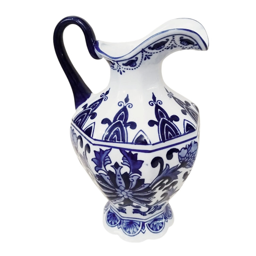 JARRA CURVA BLUE DECOR JAPANESE PORCELANA AZUL 16X24CM - PT71-016