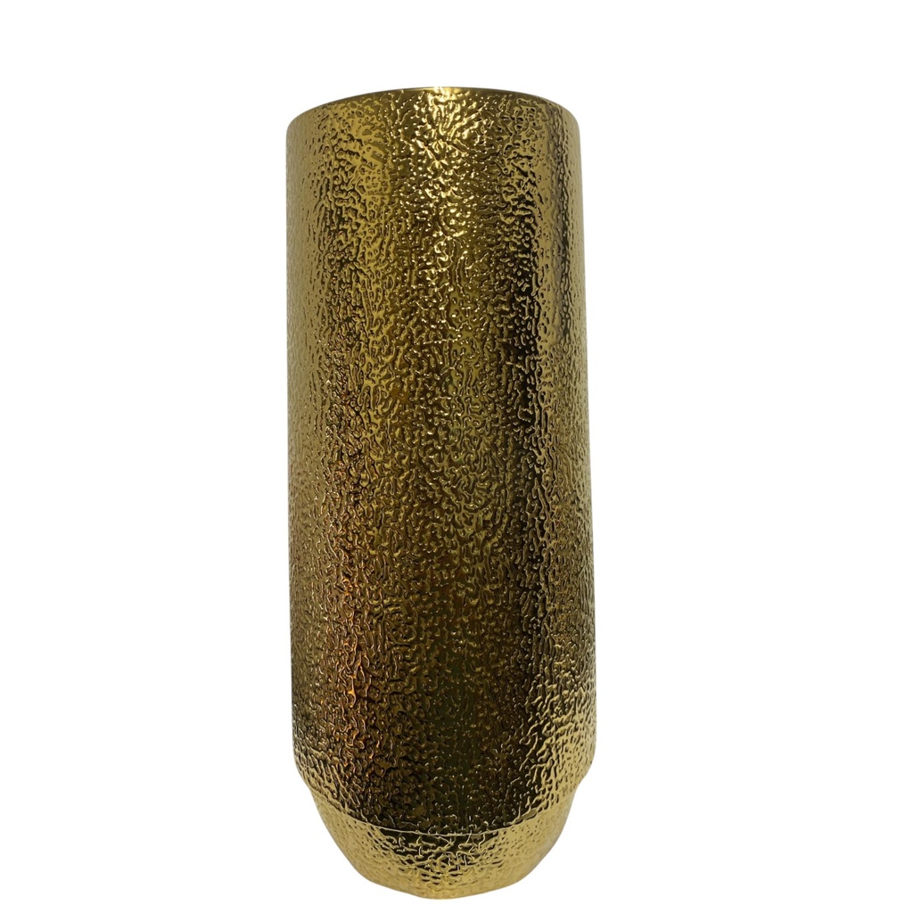 FLORERO CERAMICA DORADO TEXTURA 13X28CM
