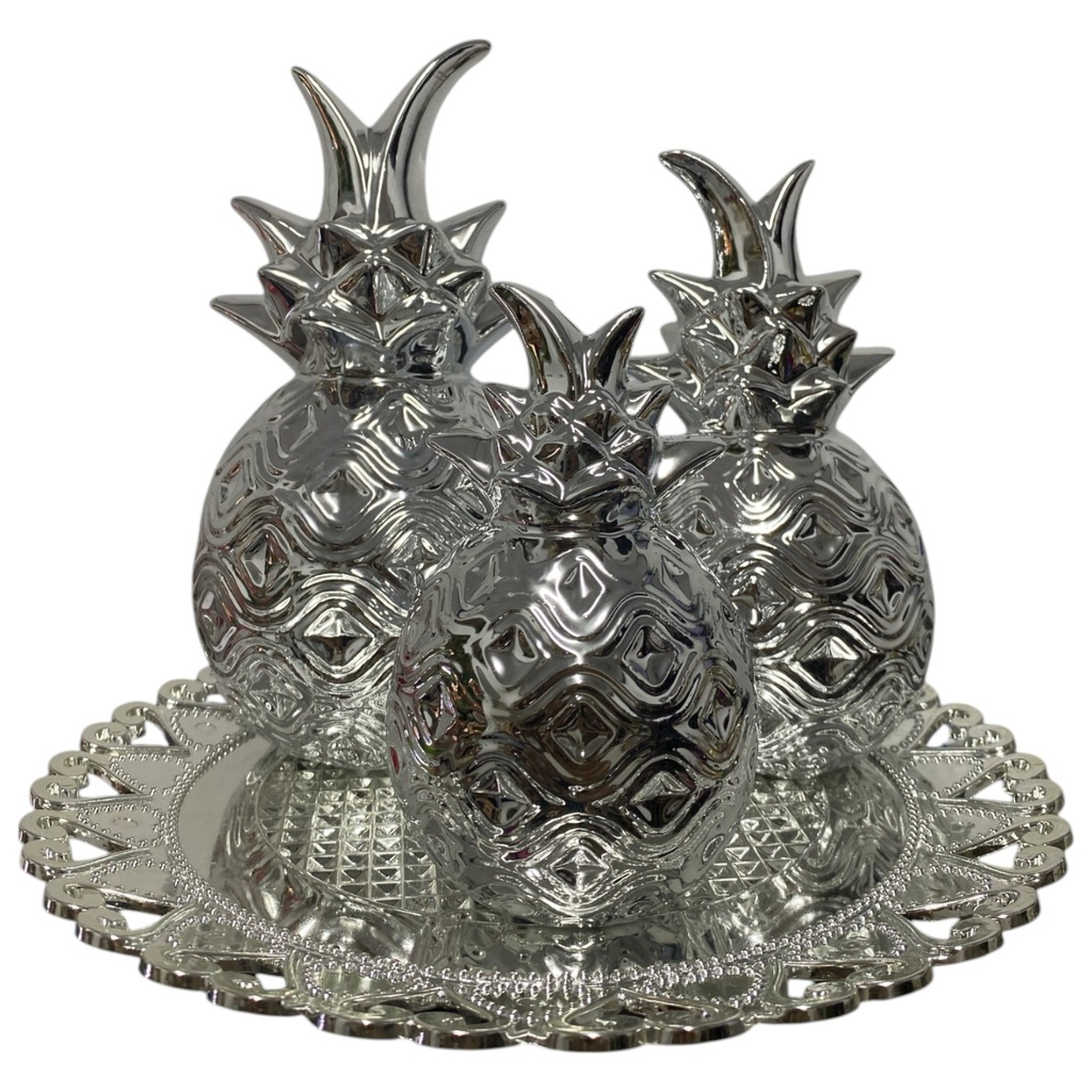 JGO. DE PIÑAS CERAMICA 4PZS. C/BASE 27X24CM