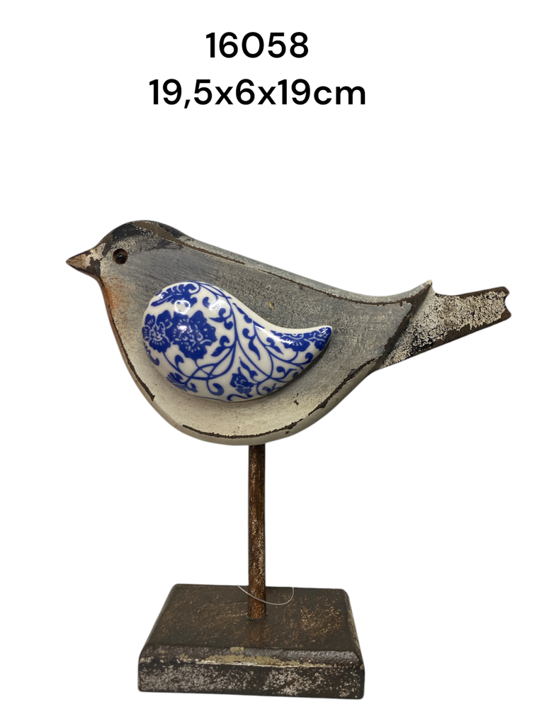 ADORNO PAJARO AZUL 19.5X6X19CM