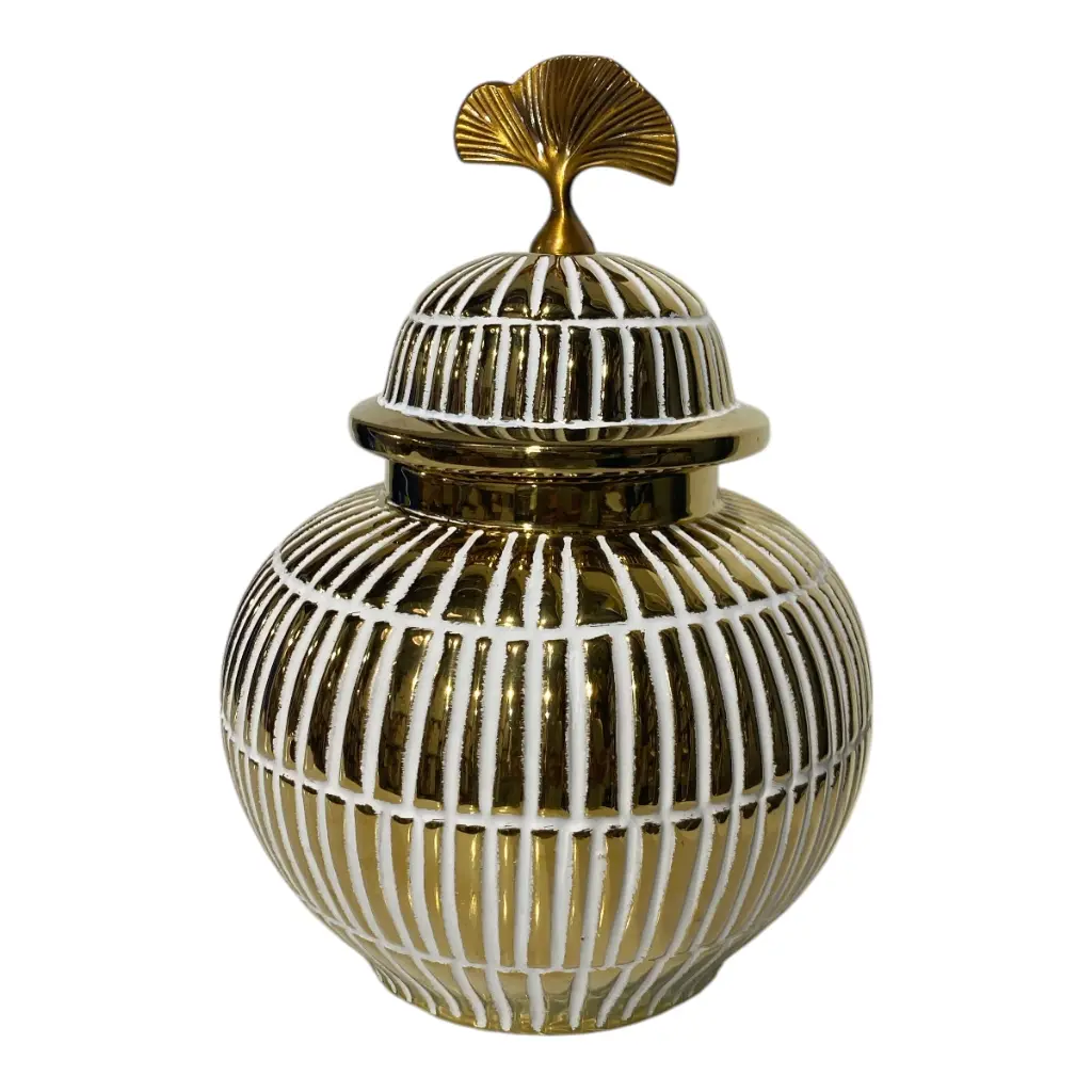 JARRON GINGER DORADO DE PORCELANA 19X26CM