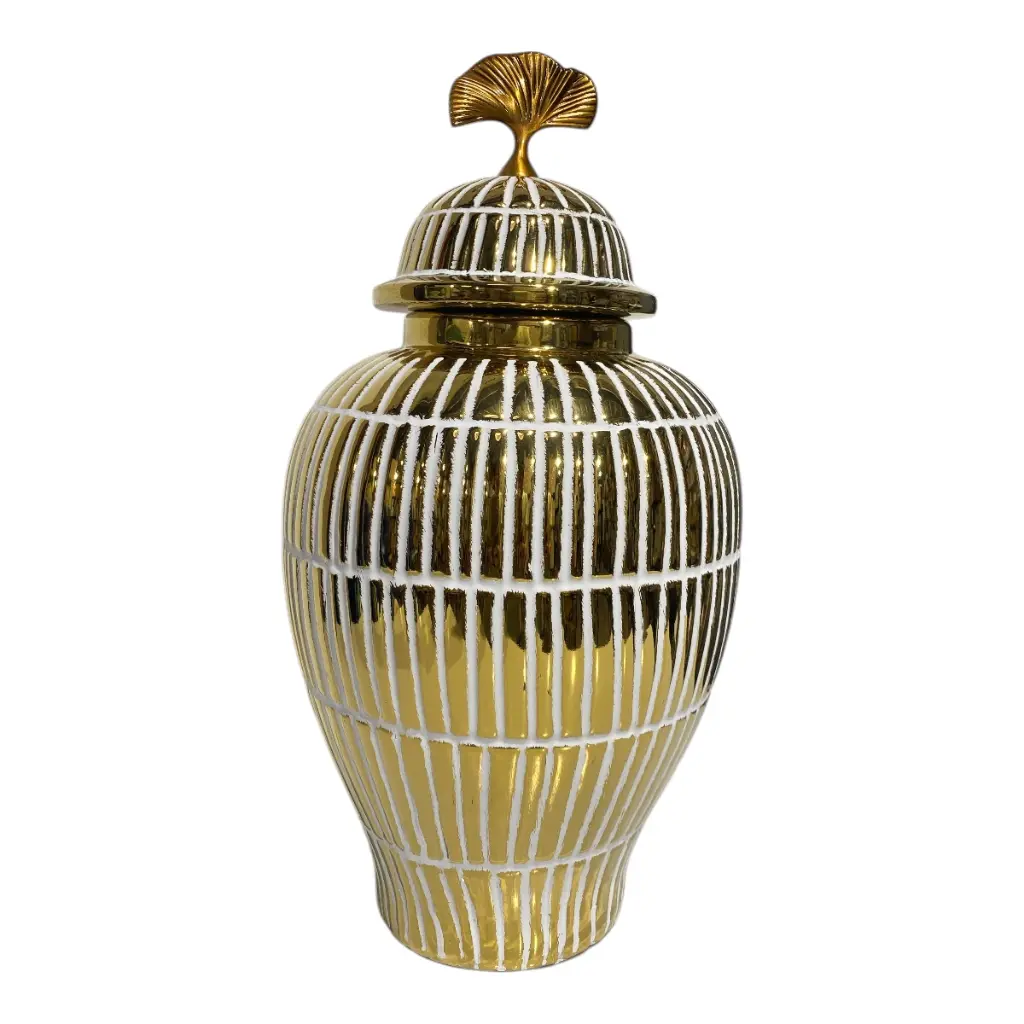 TIBOR GINGER DORADO DE PORCELANA  Ø19X36CM