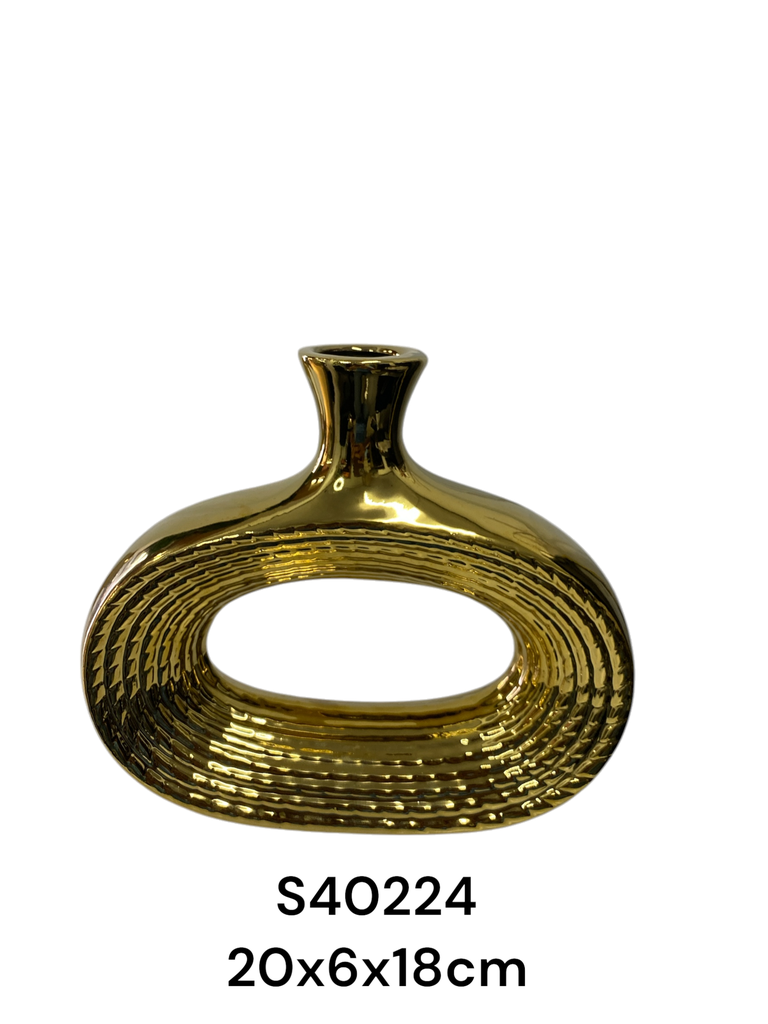 S40224 FLORERO CERAMICA DORADO 20X6X18CM