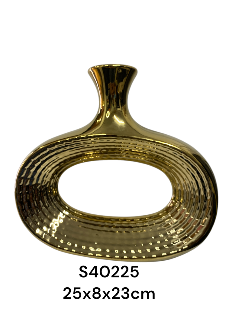 S40225 FLORERO CERAMICA DORADO 25X8X23CM