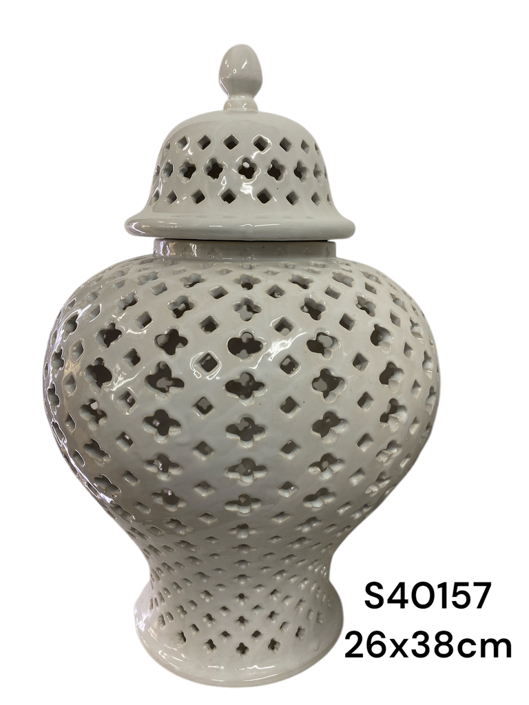 S40157 JARRON GINGER PORCELANA BLANCO 26X38CM
