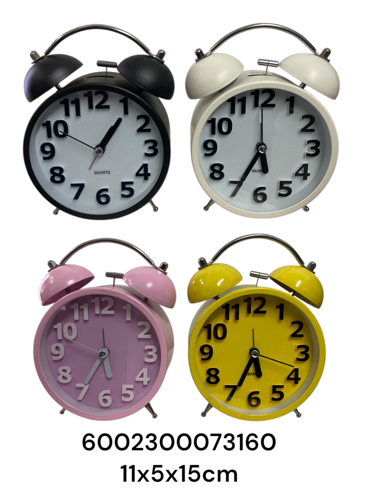 SC7316 RELOJ DESPERTADOR SURT. METAL BAT. 11X5X15CM