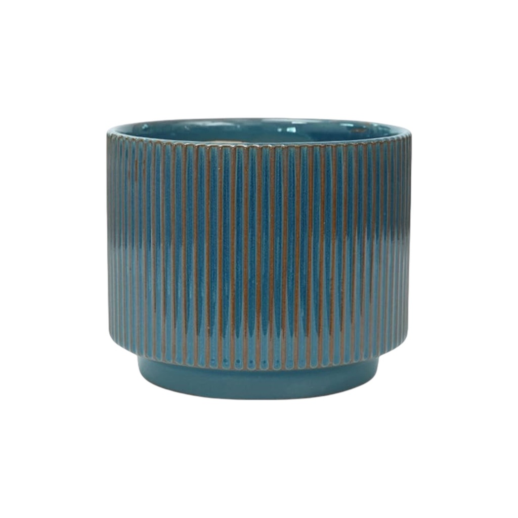 MACETA LINEAS TURQUESA CERAMICA PEQUEÑA 13X12CM SC16243P