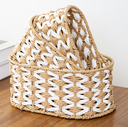 SET DE 3 CANASTAS YUTE OVALADAS P:21X10X11CM, M:24X11X16CM, G:28X12X19CM - SC11526 