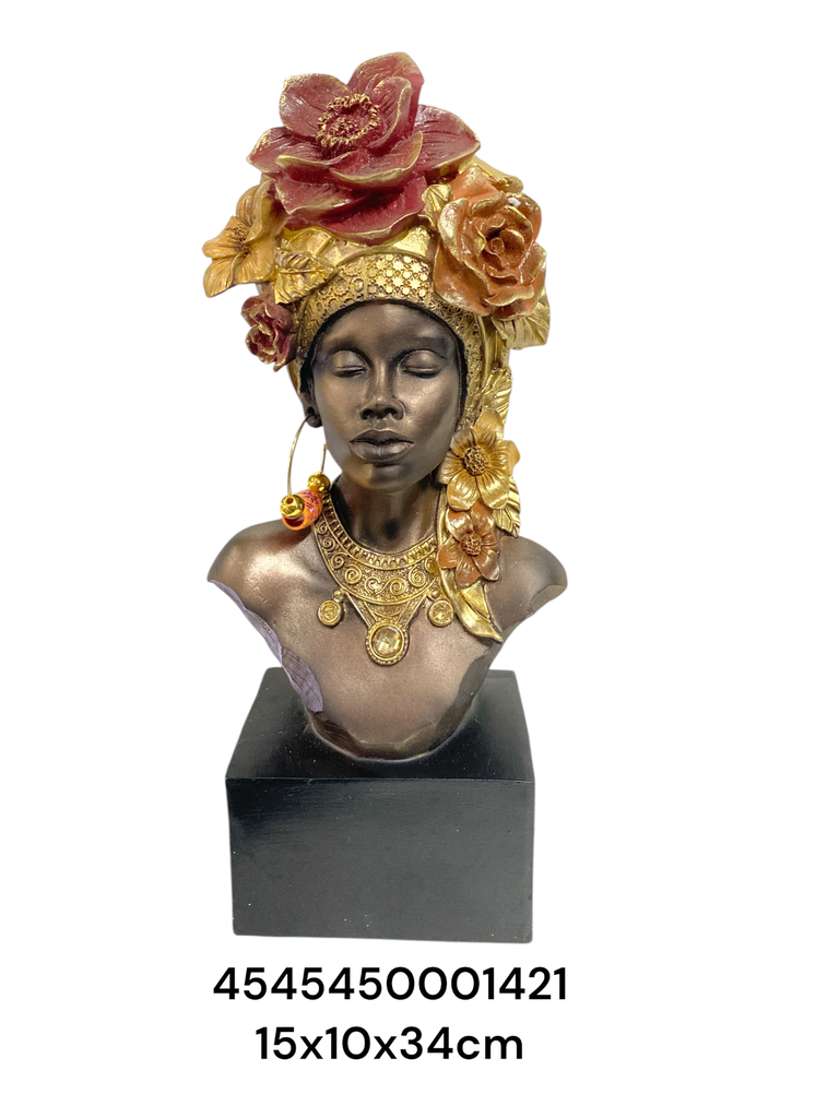 CS8020423 AFRICANA BUSTO ROSA ROJA 15X10X34CM