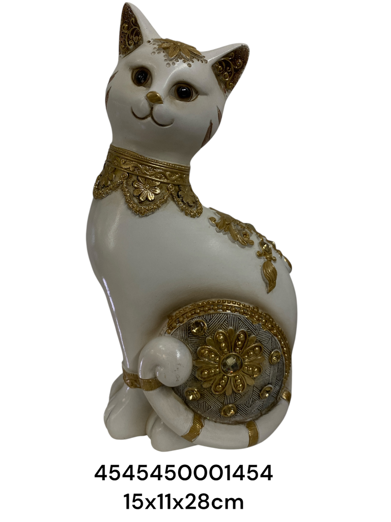 CS8020456 GATO BLANCO/CAFE 15X11X28CM