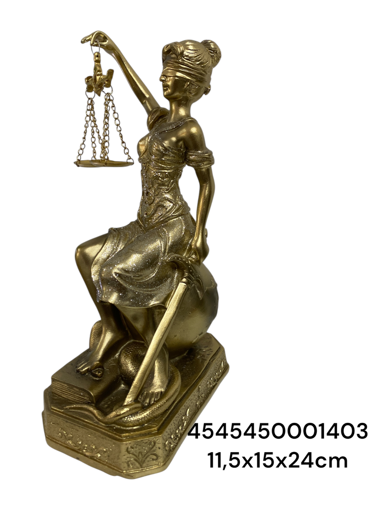 CS8180107 DAMA DE LA JUSTICIA DORADA 11.5X15X24CM