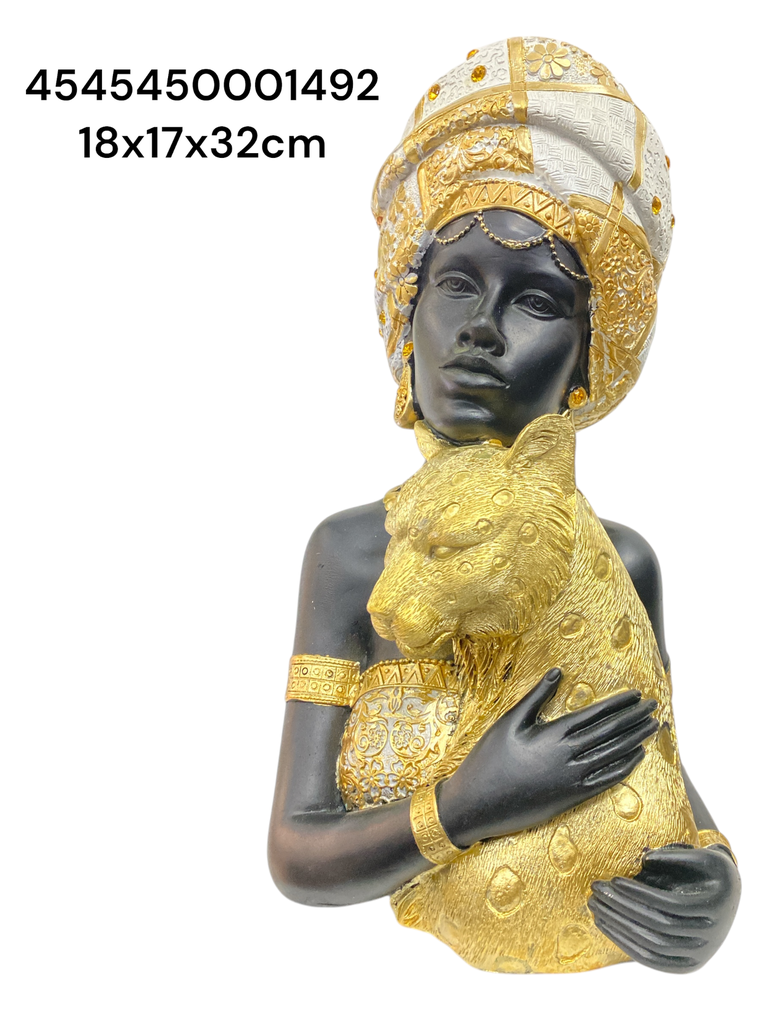 AFRICANA CON LEOPARDO 18X17X32CM CS8020494 
