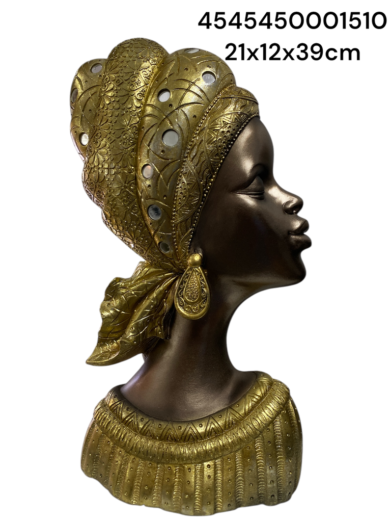 CS8020512 AFRICANA BUSTO DORADO 21X12X39CM