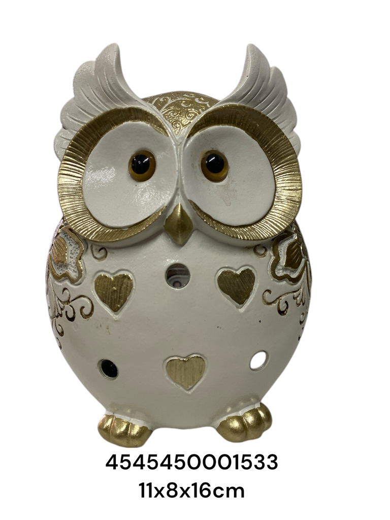 CS8020535 BUHO BEIGE/DORADO 11X8X16CM