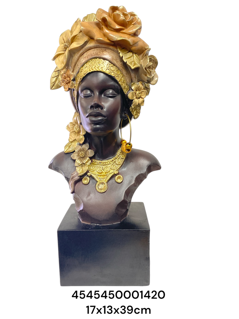 CS8020422 AFRICANA BUSTO CAFE/BEIGE 17X13X39CM