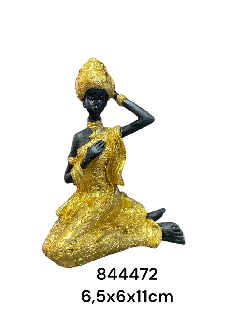 ES25935 AFRICANA RESINA DORADA 6.5X6X11 CM