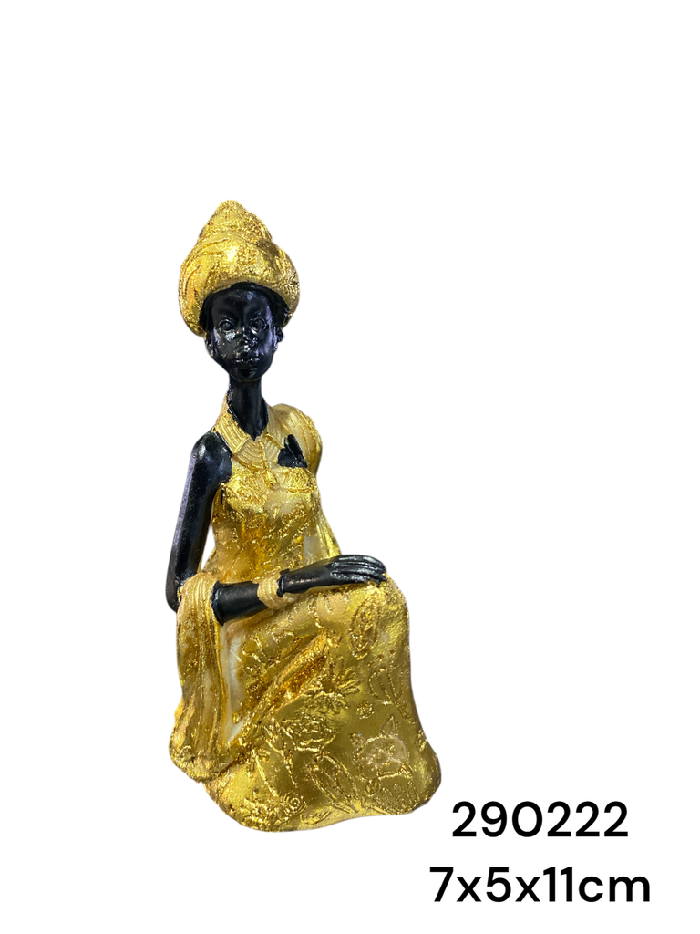 ES25934 AFRICANA RESINA DORADA 7X5X11CM