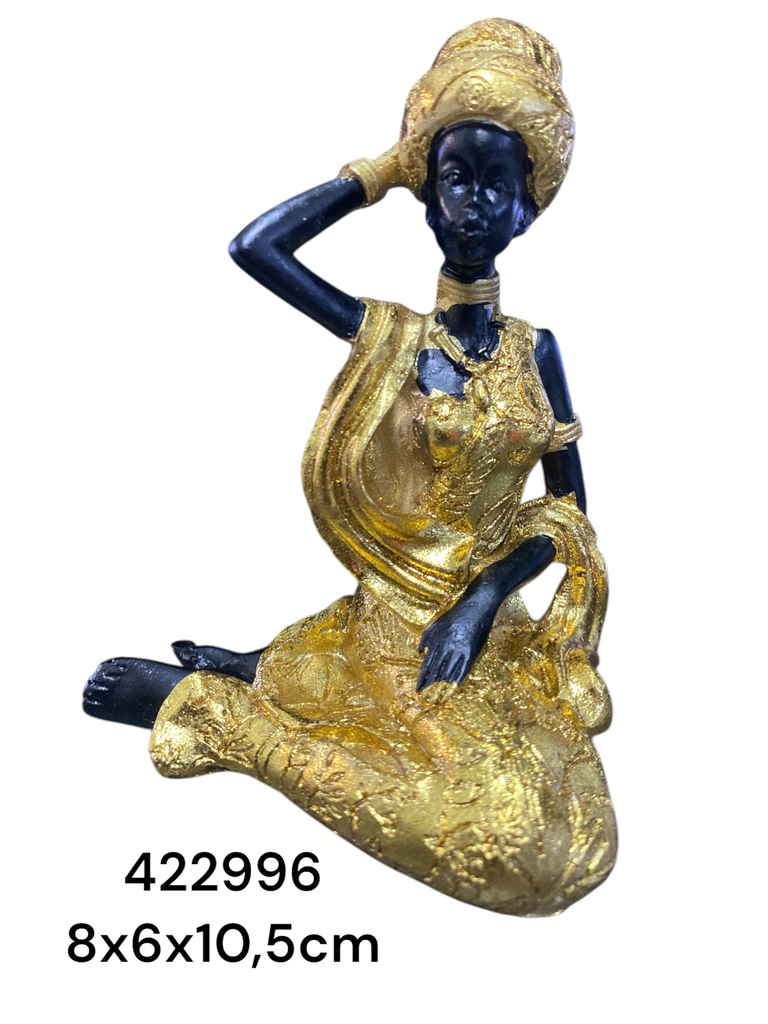 ES25933 AFRICANA RESINA DORADA 8X6X10.5CM