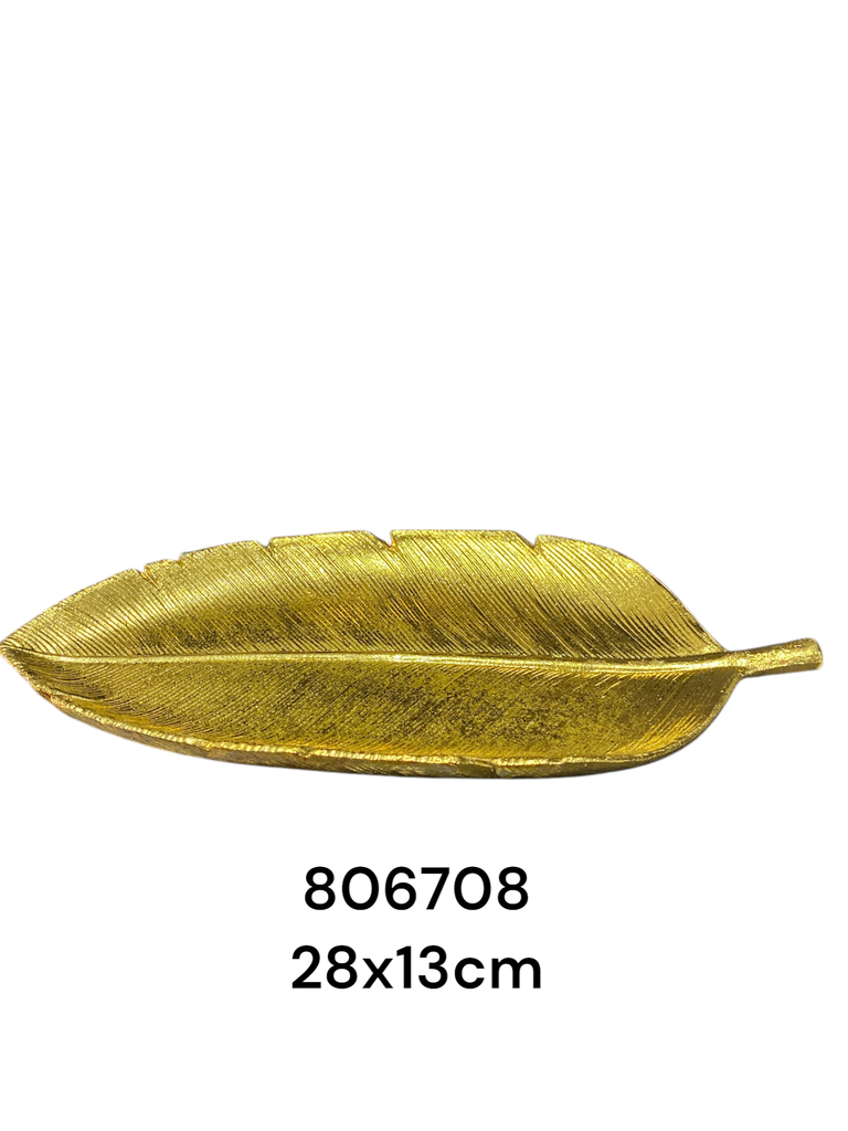 ES25308 CENTRO DE MESA POLYRESINA HOJA 28X13CM