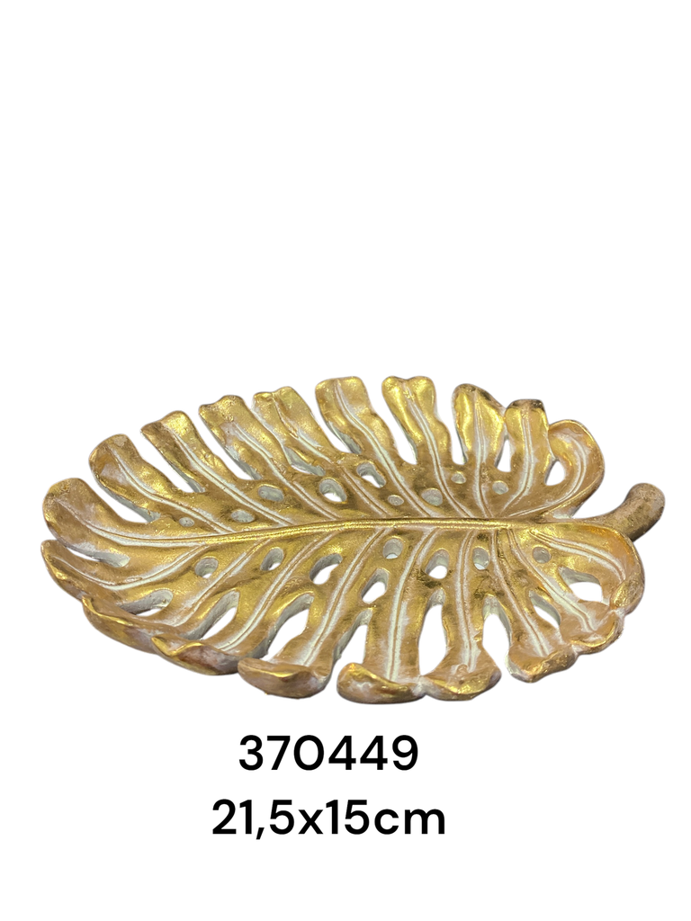 ES25310 HOJA POLYRESINA CENTRO MESA DORADO 21.5X15CM