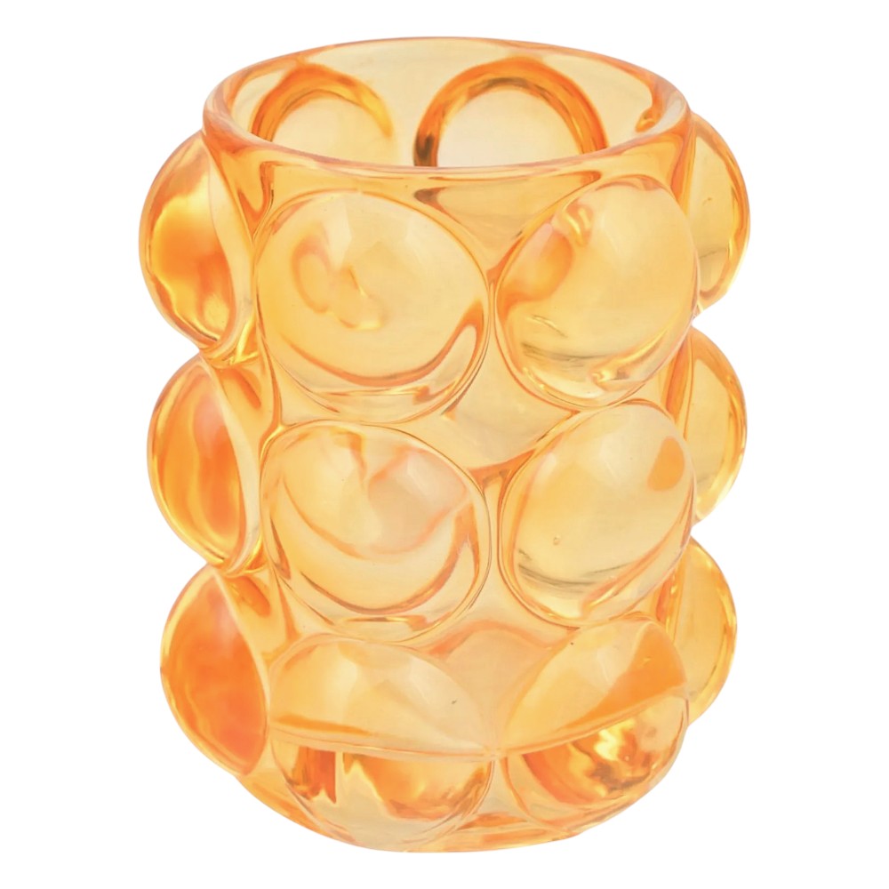 Candelabro de burbujas de cristal naranja caramelo, 8x9.5cm. LH030-1BR
