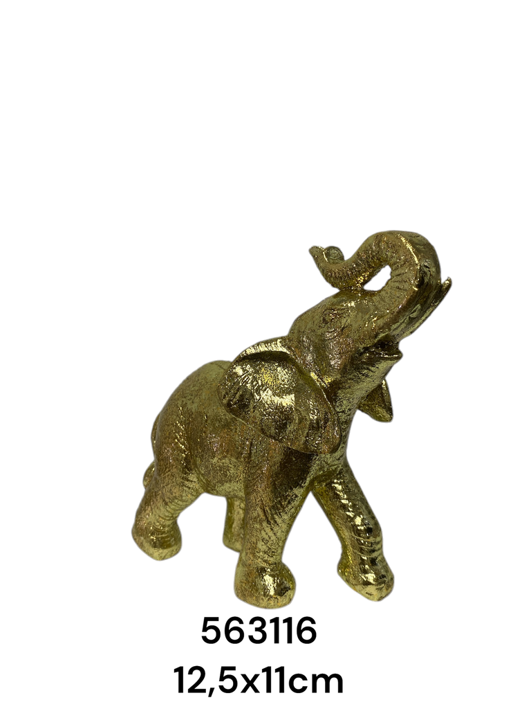 ES25315 ELEFANTE POLIRESINA DORADO 12.5X11CM