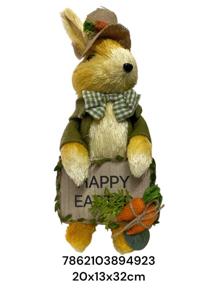 CONEJO PASCUA CON LETRERO 20X13X32CM 23MDS6