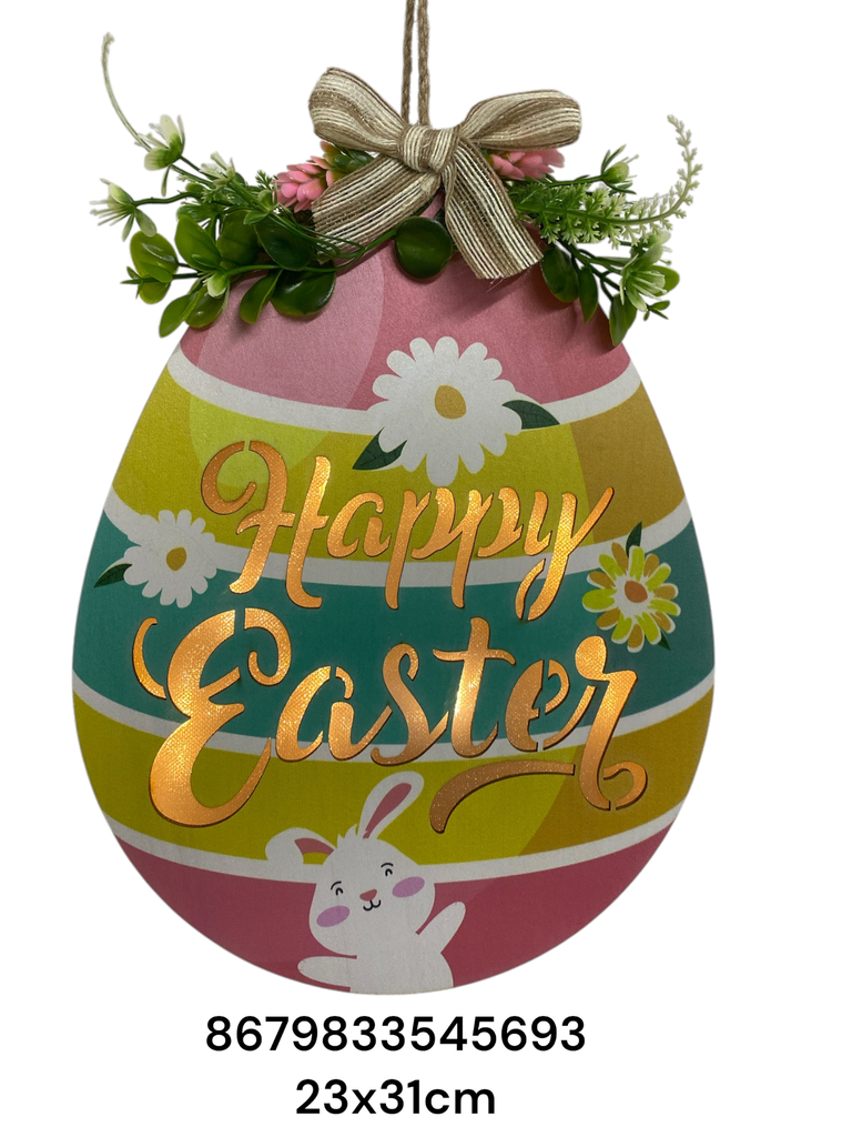 LETRERO C/LUZ HAPPY EASTER 23X31CM