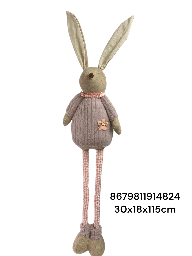 CONEJO PASCUA ROSA A CUADROS PIERNAS LARGAS 30X18X115CM