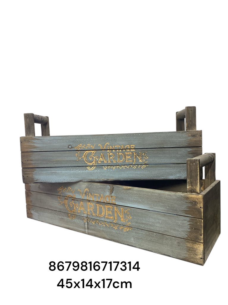 MACETA MADERA RECTANGULAR SETX2 45X14X17CM