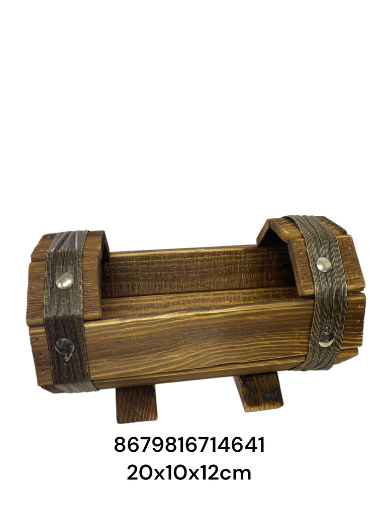 MACETA BARRIL MADERA 20X10X12CM