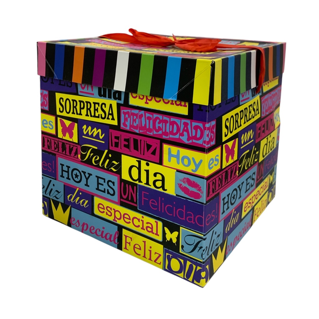 CAJA PAPEL CUADRADA FELIZ DIA 4 COL C/U