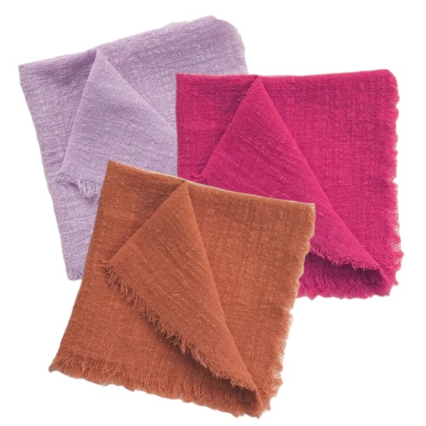 SERVILLETAS DE LINO BORDE FLECOS 32X32CM