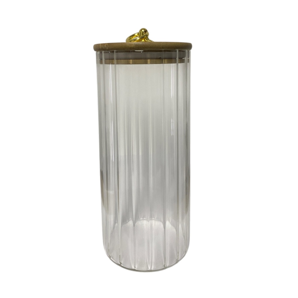 ENVASE DE VIDRIO TAPA DE BAMBU HERMETICA 9X21CM