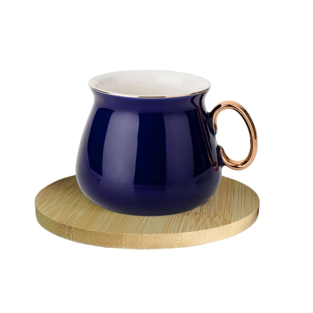 SET DE 6 TAZAS CERAMICA 5.5X8.5CM C/PLATO BAMBU 11CM 