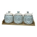 SET DE 3 RECIPIENTES PORCELANA C/BASE 30.5X10.5X13CM