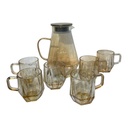 JARRO DE VIDRIO CON VASOS COLOR AMBAR 2LT.