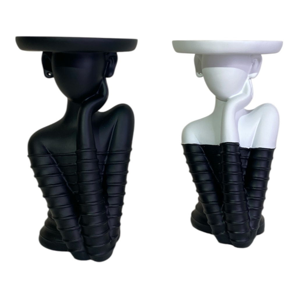 CANDELABRO POLYRESINA ES26248 COLOR NEGRO Y BLANCO/NEGRO 8X14CM