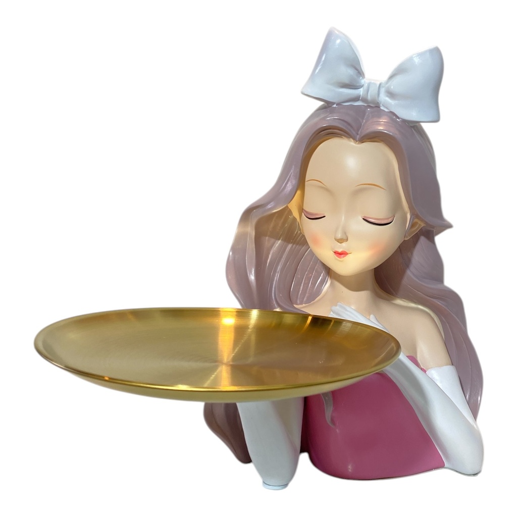 DAMA COQUET CON CHAROL DORADO, POLIRESINA 27X24X26CM