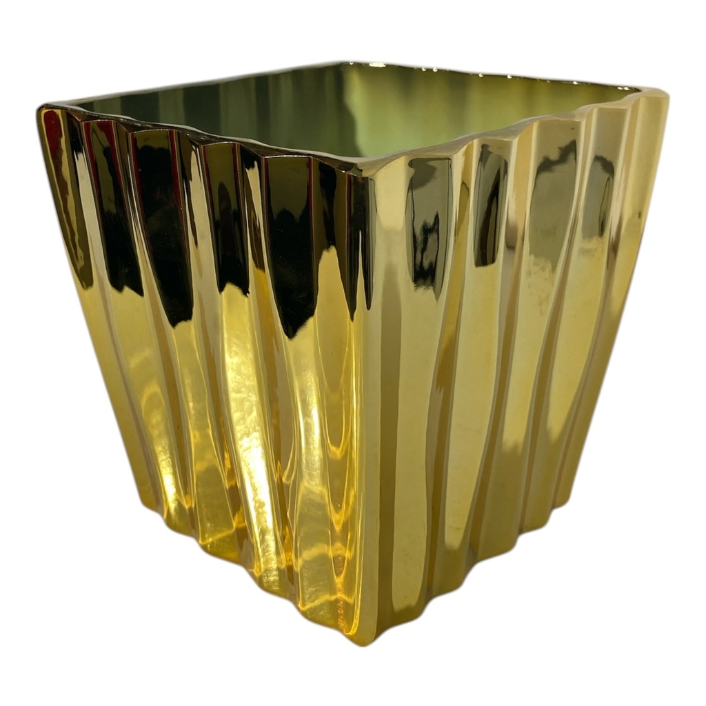MACETA PVC DORADA DECOR 12.5X12.5X12CM