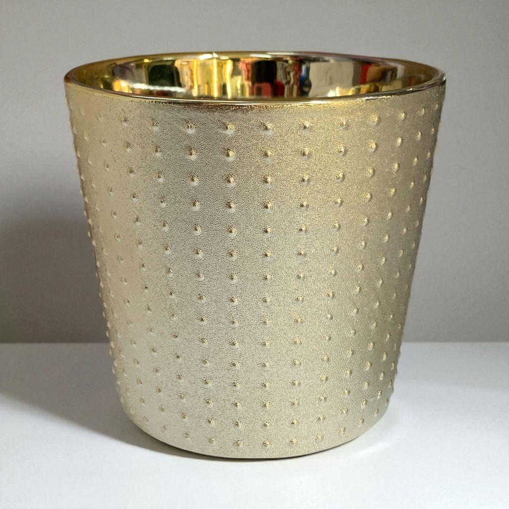 MACETA PUNTOS CHAMPAGNE 13*14CM